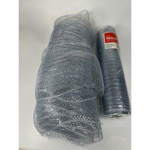 Tulle Fabric SILVER color - 2 spools of  1 NEW/1 USED